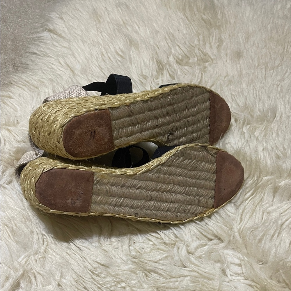 Ralph Lauren Black Espadrille Wedge Sandals 9 - Picture 5 of 7